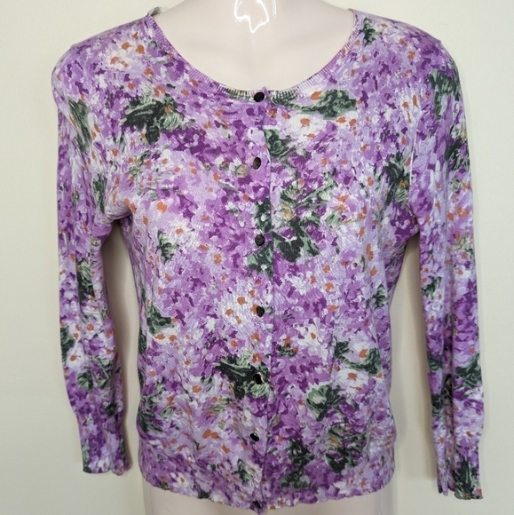 J. CREW floral knit cardigan sweater xs small - Picture 2 of 10